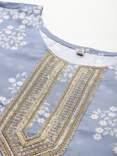 Plus Size Floral Printed Sequinned Crepe Kurta-AP-AHKUCRDP-1126